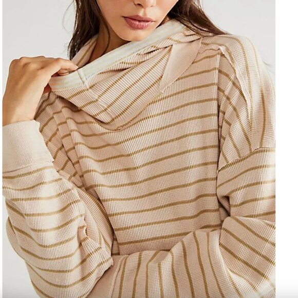 We The Free Radical Thermal Striped Cotton Hoodie Size Large - Picture 2 of 11